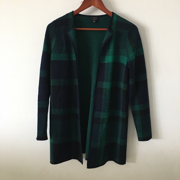 Talbots Plaid Open Cardigan Sweater Sz Mp - Picture 4 of 12